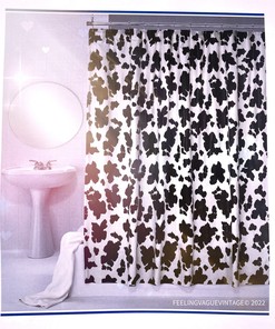 Vintage Black And White Cow Print Vinyl Shower Curtain