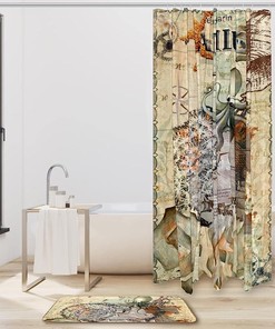 Vintage Blue Octopus Nautical Map Fabric Shower curtain - Modern Bathroom Accessories