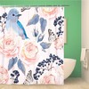 Vintage Bluebird Botanicale Shower Curtain - Blue Bird Roses Blossom Fabric Print