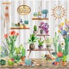 Vintage Bohemian Succulents Shower Curtain On An Antique Wooden Plank