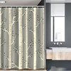 Vintage Bohemian Tree Branches Stall Shower Curtain In Pale Yellow And Warm Taupe