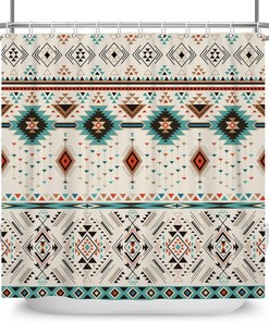 Vintage Boho Aztec Geometric Native American Tribal Print Shower Curtain