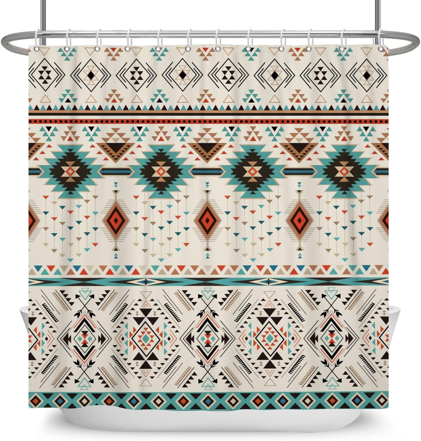 Vintage Boho Aztec Geometric Native American Tribal Print Shower Curtain
