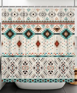 Vintage Boho Aztec Geometric Native American Tribal Print Shower Curtain