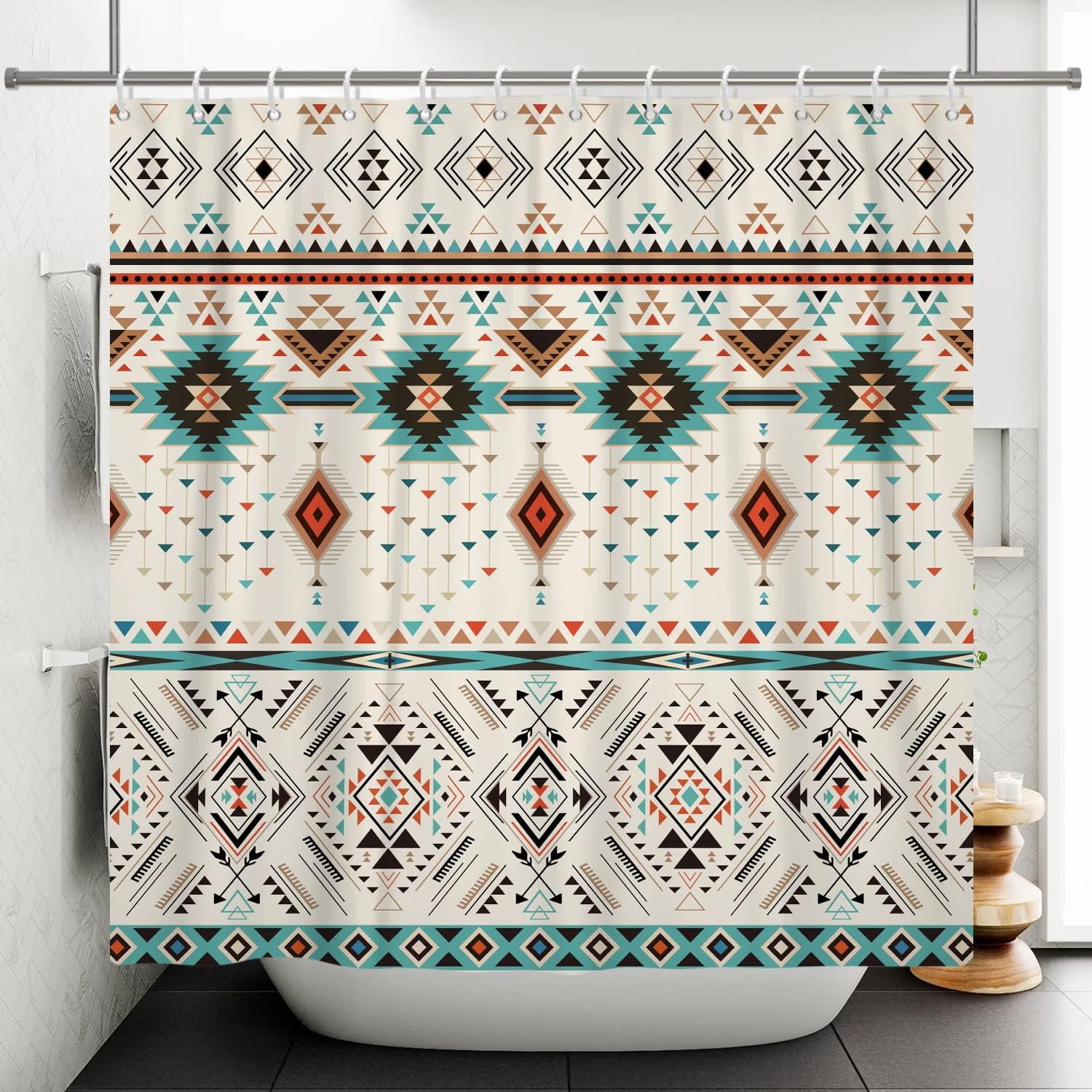 Vintage Boho Aztec Geometric Native American Tribal Print Shower Curtain