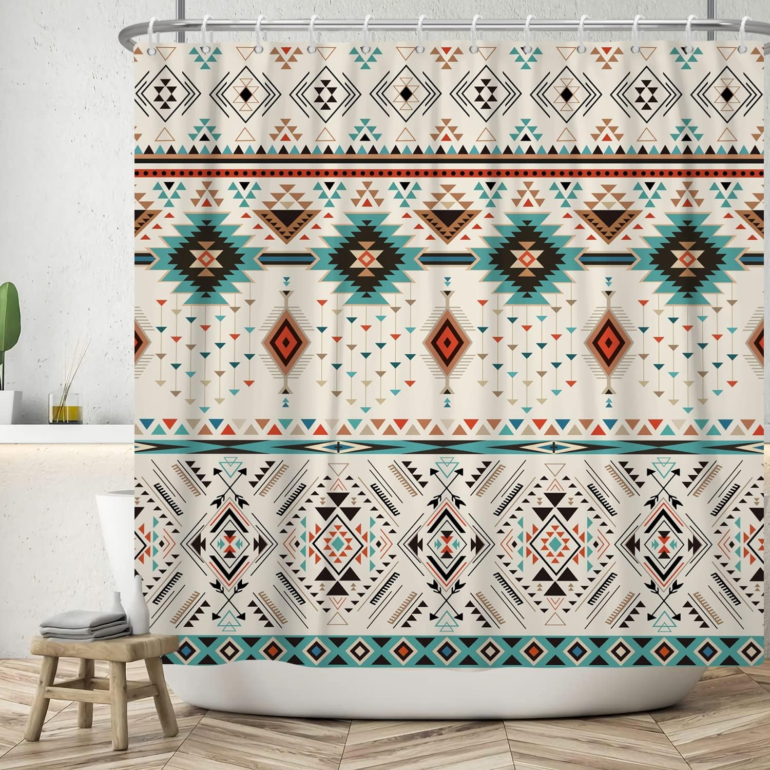 Vintage Boho Aztec Geometric Native American Tribal Print Shower Curtain