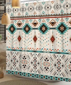 Vintage Boho Aztec Geometric Native American Tribal Print Shower Curtain