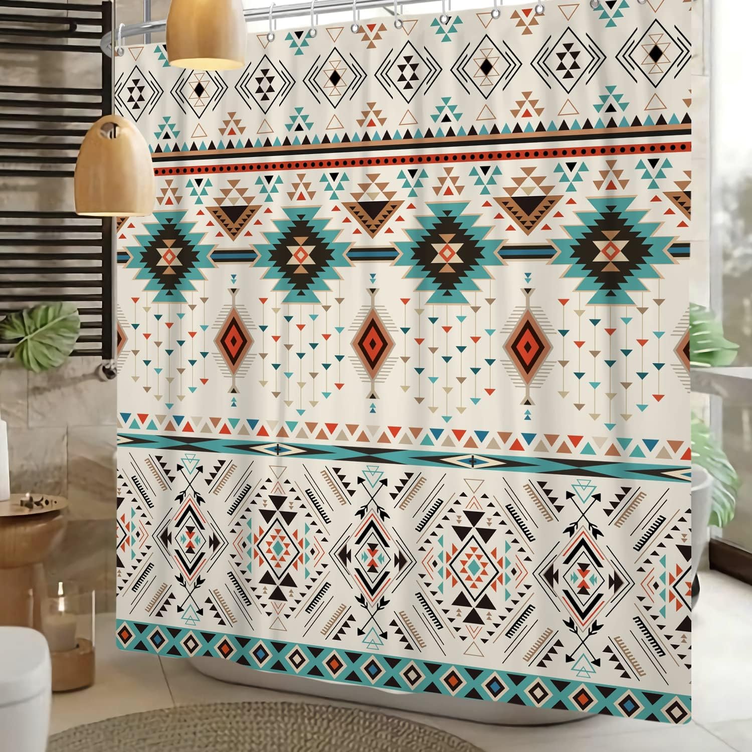 Vintage Boho Aztec Geometric Native American Tribal Print Shower Curtain