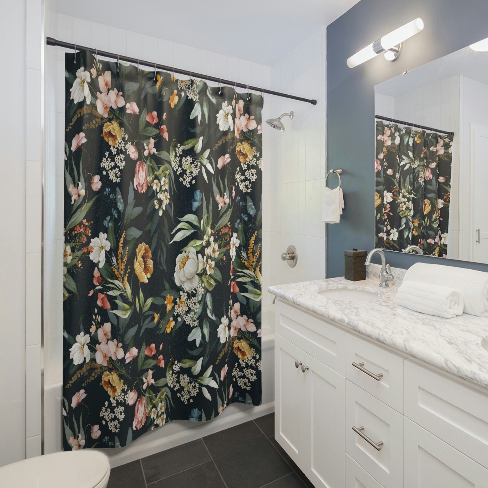 Vintage Boho Floral Shower Curtain - Image 2