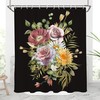 Vintage Boho Flowers Green Leaves Plants Bohemian Style Fabric Shower Curtain For Bathroom - Waterproof