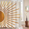 Vintage Boho Mid Century Sun Aesthetic Shower Curtain, Rustic Artwork Cloth Fabric Waterproof Bathroom Decor