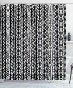 Vintage Boho Shower Curtain - Ethnic and Bohemian Bathroom Decor with Aztec Prints