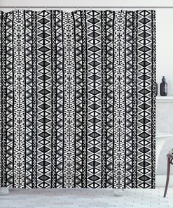 Vintage Boho Shower Curtain - Ethnic and Bohemian Bathroom Decor with Aztec Prints