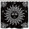Vintage Boho Sun Moon Black White Chic Mystic Universe Starry Sky Print Shower Curtain by Riyidecor