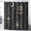 Vintage Boho Sun Moon Shower Curtain with Retro Abstract Stars for a Mystical Bathroom Decor