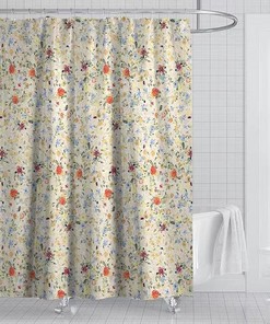 Vintage Botanical Floral Shower Curtain for Country Style Bathroom
