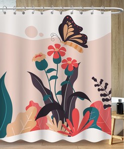 Vintage Botanical Flower And Bee Pattern Shower Curtain Adds A Touch Of Elegance To Your Bathroom