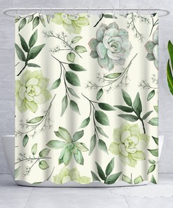 Vintage Botanical Flower Shower Curtain - Blue Rose And Peony Design, Rustic Bathroom Decor, Retro Style