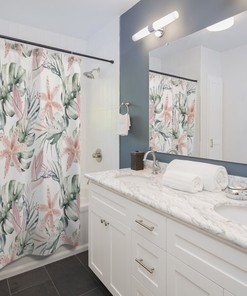 Vintage Botanical Pattern Tiger Lily Palm Leaves Shower Curtain For A Classic Look