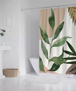 Vintage Botanical Print Shower Curtain, Retro Bathroom Decor
