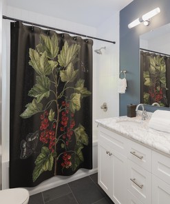 Vintage Botanical Shower Curtain - Red Currant Design