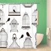 Vintage Brown Birdcage Shower Curtain With Antique Black Canary Pattern
