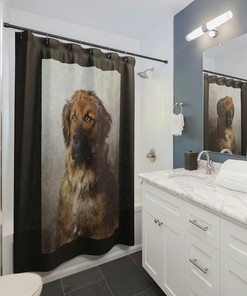 Vintage Brown Doggy Humor Shower Curtain - Fun Wedding Gift Idea