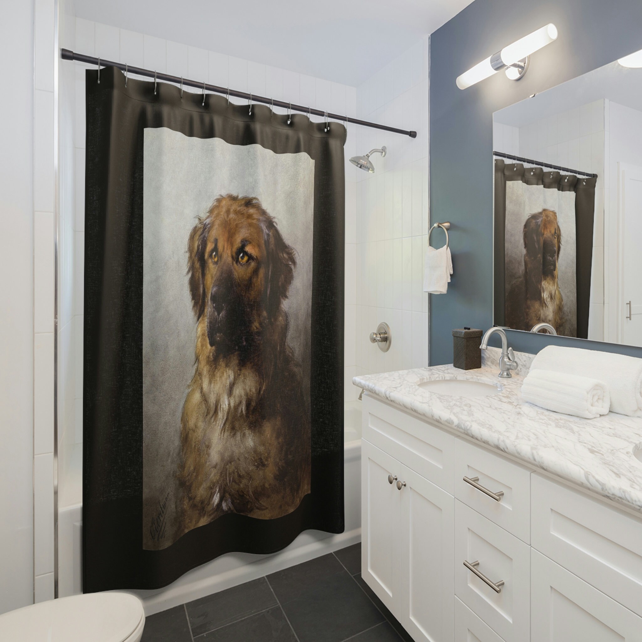 Vintage Brown Doggy Humor Shower Curtain - Fun Wedding Gift Idea