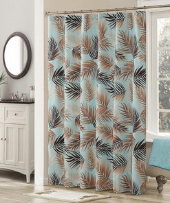 Vintage Brown Palm Floral Printed Shower Curtain, Farmhouse Bathroom Decor 