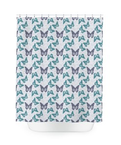 Vintage Butterflies Print Shower Curtain For Bathroom