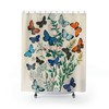 Vintage Butterfly Boho Shower Curtain With Shabby Chic Floral Print
