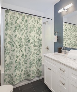 Vintage Butterfly Meadow Wild Flower Shower Curtain - Antique Cottage Garden Bathroom Decor
