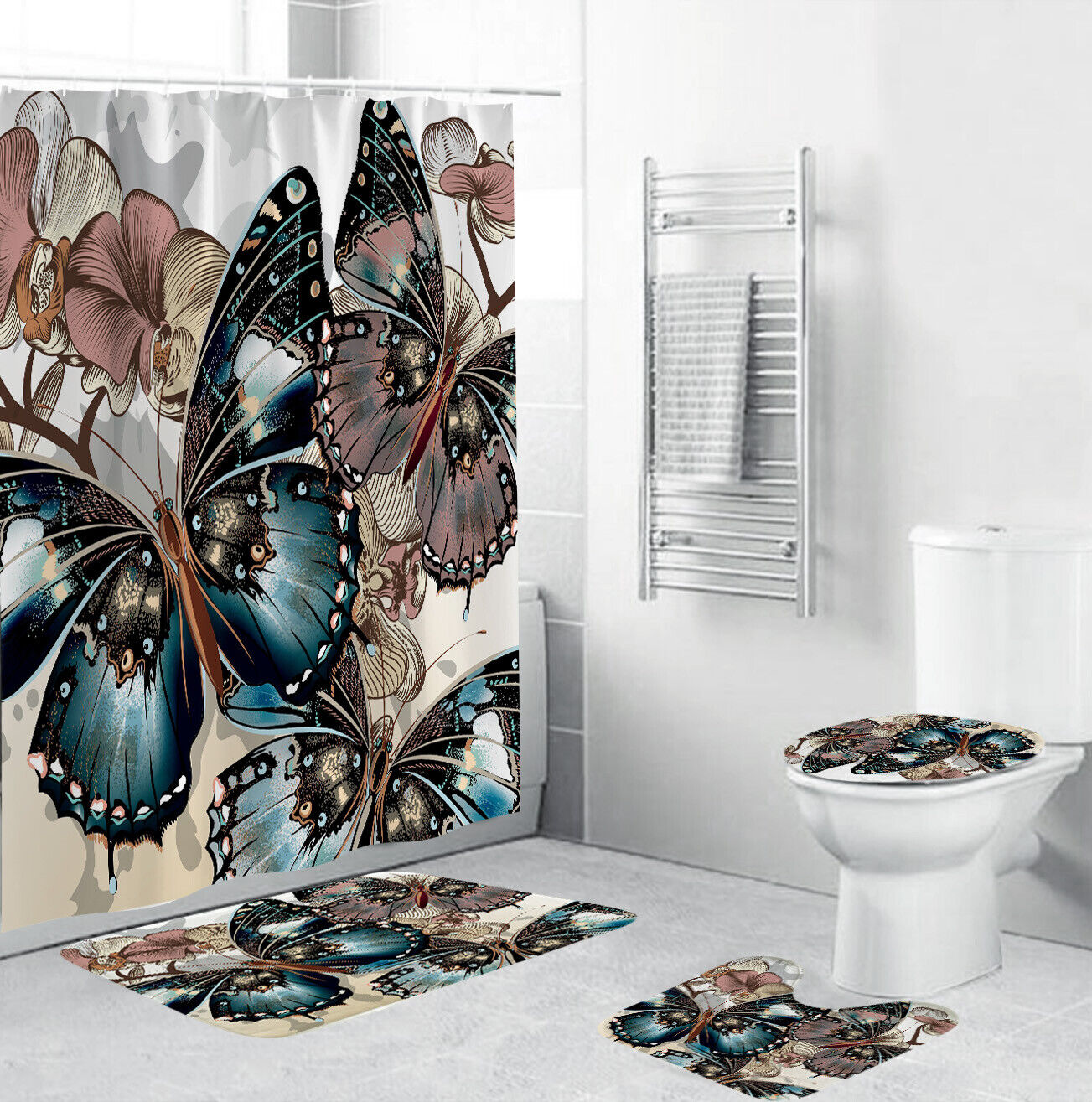 Vintage Butterfly Shower Curtain - Bathroom Decor For Vintage Lovers