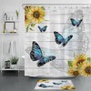 Vintage Butterfly Sunflower Rustic Board Art Shower Curtain Bathroom Accessories