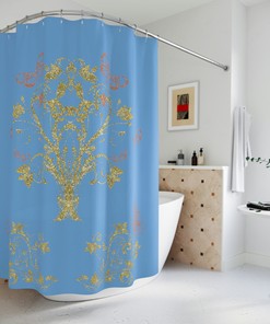 Vintage Butterfly Tree On Blue Background Shower Curtain For A Fresh Look
