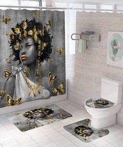 Vintage Butterfly Woman Shower Curtain For Charming And Classy Bathrooms