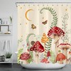 Vintage Butterfly and Flower Mushroom Shower Curtain - Romantic Plant Inspired Bathroom Decor