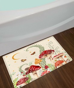 Vintage Butterfly and Flower Mushroom Shower Curtain - Romantic Plant Inspired Bathroom Decor