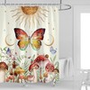 Vintage Butterfly and Mushroom Print Shower Curtain for Bathroom Decor
