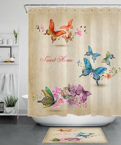 Vintage Butterfly and Rustic Flower Shower Curtain for a Sweet Home Makeover