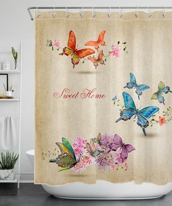 Vintage Butterfly and Rustic Flower Shower Curtain for a Sweet Home Makeover