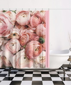 Vintage Cabbage Rose Shower Curtain With Elegant Design And Waterproof Fabric