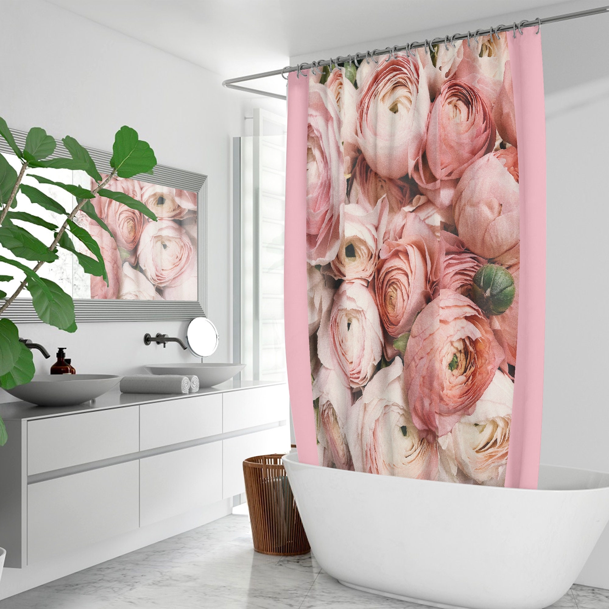 Vintage Cabbage Rose Shower Curtain With Elegant Design And Waterproof Fabric - Image 3