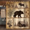 Vintage Cabin Wildlife Shower Curtain Rustic Cabin Bear Moose Forest Antique Bath