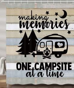 Vintage Camper Caravans Fabric Shower curtain - Waterproof Rustic Bathroom Decor
