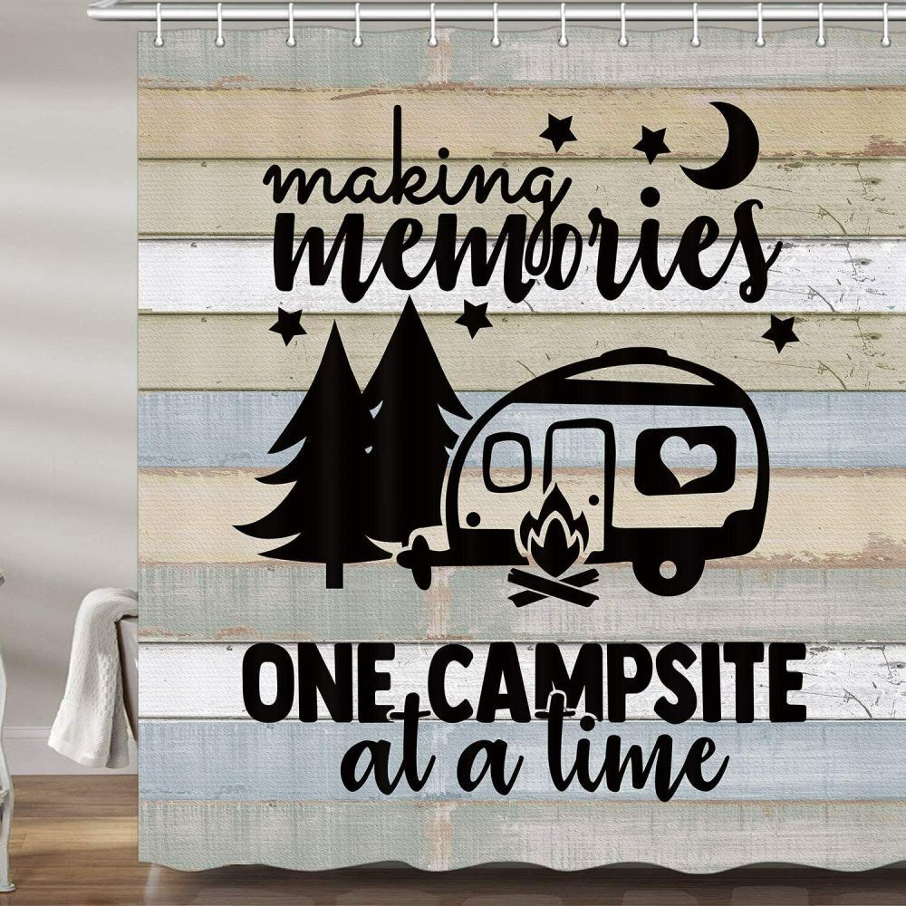 Vintage Camper Caravans Fabric Shower curtain - Waterproof Rustic Bathroom Decor