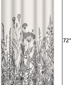 Vintage Camper Floral Shower Curtain, Botanical Bathroom Accessory