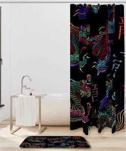 Vintage Chinese Dragon Shower Curtain - Embroidery Design that Adds a Touch of Asia to Your Bathroom