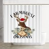 Vintage Christmas Animal Elk Deer Hotel Rustic Waterproof Shower Curtain For Farmhouse Christmas 