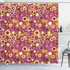 Vintage Circles Round Print Shower Curtain For Retro Bathroom